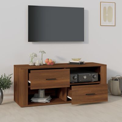 vidaXL TV Cabinet Brown Oak 100x35x40 cm Engineered Wood