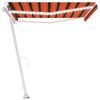 vidaXL Manual Retractable Awning with LED 400x350 cm Orange and Brown
