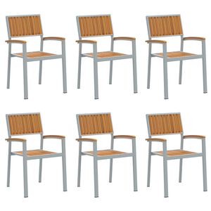 vidaXL Stacking Chair 6 pcs Brown Solid Acacia Wood Stackable