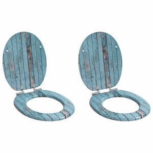 vidaXL Soft-Close Toilet Seat 2 pcs Blue 44 x 38 cm MDF board
