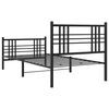vidaXL Metal Bed Frame without Mattress with Footboard Black 100x190cm