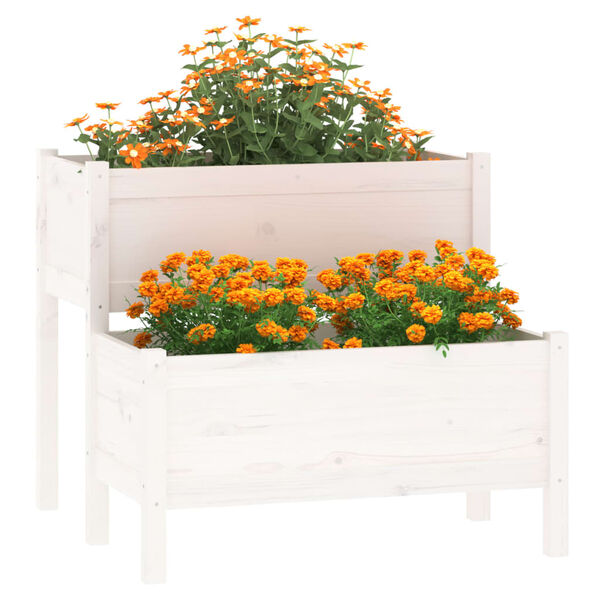vidaXL Planter White 84.5x84x75 cm Solid Wood Pine