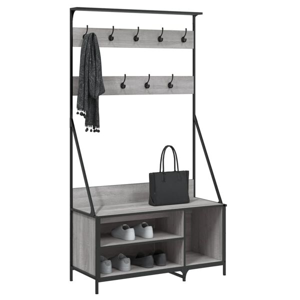 vidaXL Clothes Rack with Shoe Storage Grey Sonoma 100x41x184 cm