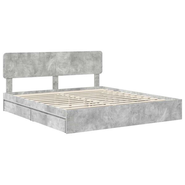 vidaXL Storage Bed Concrete Grey 200 x 200 cm Engineered Wood