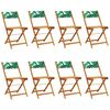 vidaXL Folding Chairs 8 pcs Green Fabric and Solid Wood