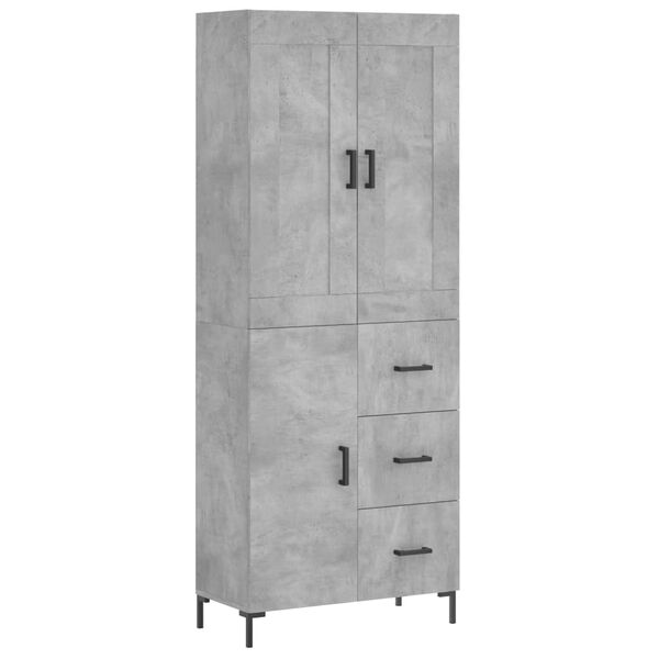 vidaXL Highboard Concrete Grey 69.5x34x180 cm Engineered Wood