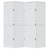 vidaXL Room Divider 4 Panels White Solid Wood Paulownia