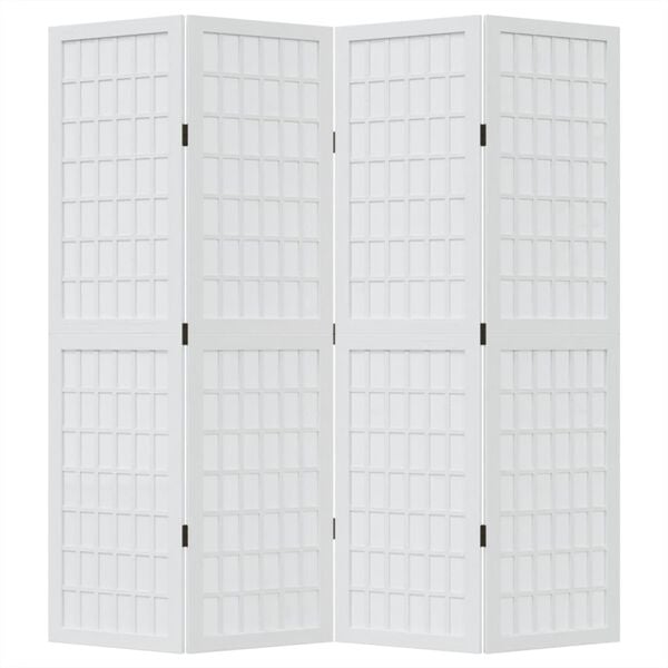 vidaXL Room Divider 4 Panels White Solid Wood Paulownia