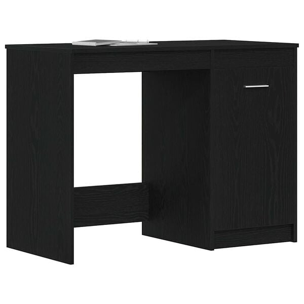 vidaXL Desk with Storage Black Oak 100 x 50 x 76 cm Engineered Wood