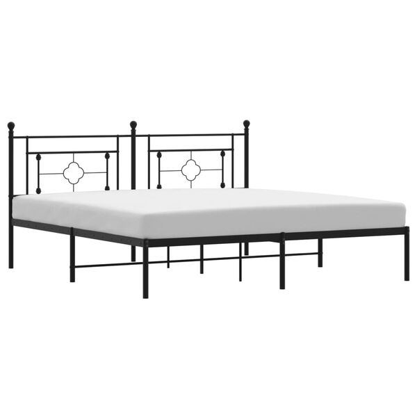 vidaXL Metal Bed Frame without Mattress with Headboard Black 183x213cm