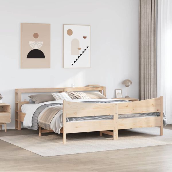 vidaXL Bed Frame with Headboard 200x200 cm Solid Wood Pine