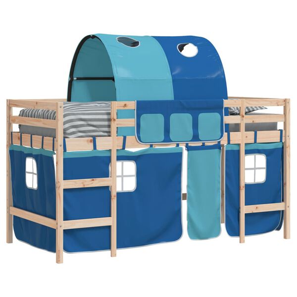 vidaXL Kids' Loft Bed with Tunnel without Mattress Blue 80x200cm