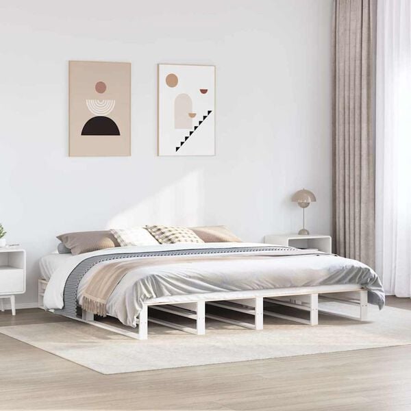vidaXL Bed Frame without Mattress White 180x200 cm Super King Solid Wood Pine
