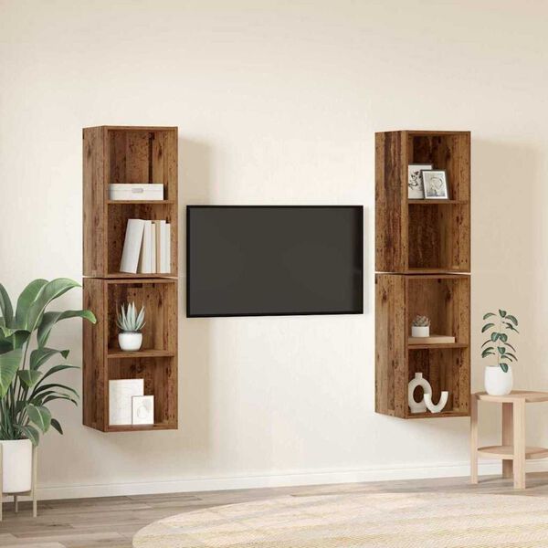 vidaXL TV Cabinet Set 4 pcs Old Wood 37 x 37 x 72 cm Engineered Wood