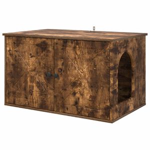 vidaXL Cat House Smoked Oak 85 x 55 x 50.5 cm Engineered Wood