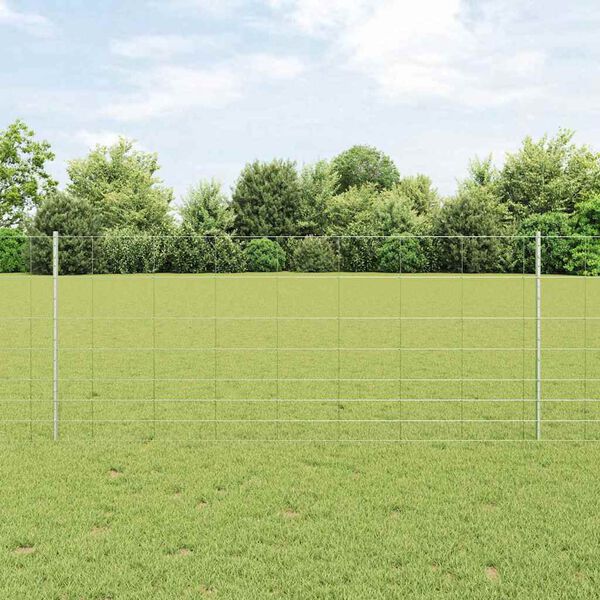 vidaXL Fence with Post Silver 1 x 100 m