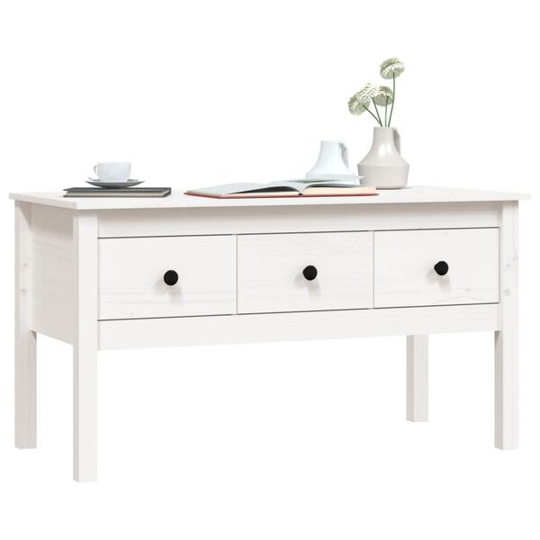 vidaXL Coffee Table White 102x49x55 cm Solid Wood Pine