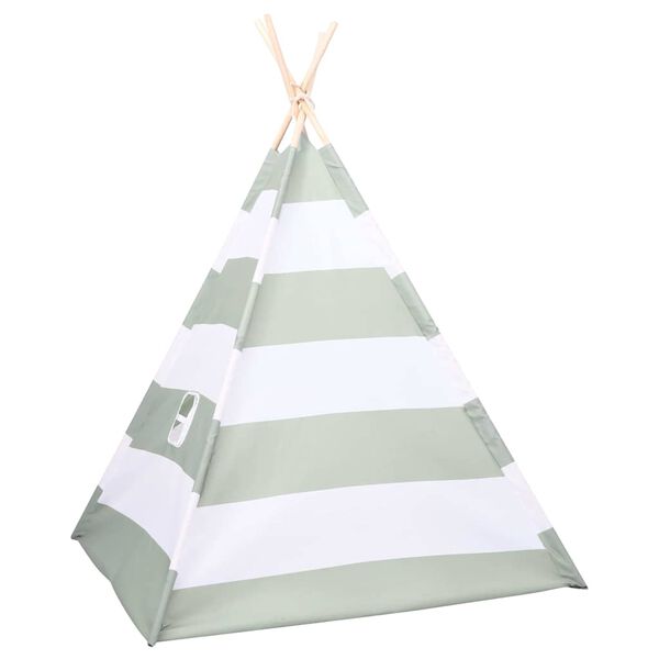 vidaXL Children Tent Grey and White 120 x 120 x 150 cm Solid pine wood