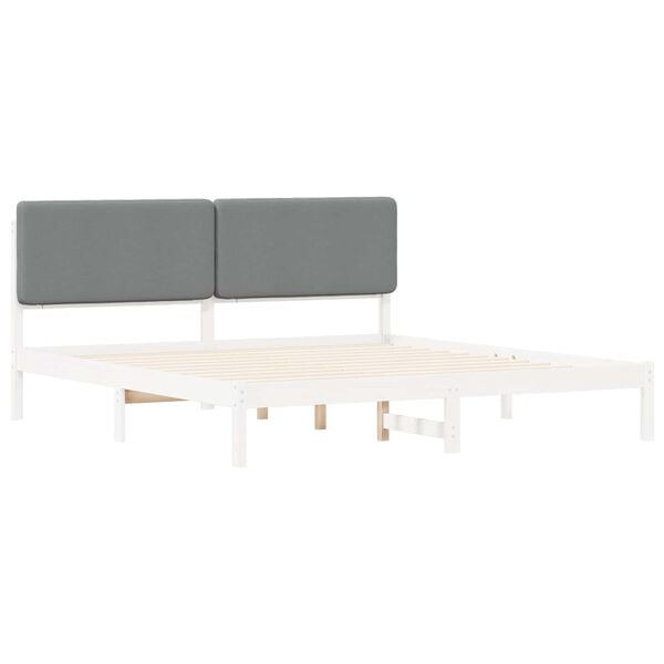 vidaXL Bed Frame with Upholstered Headboard Light Grey 180 x 200 cm