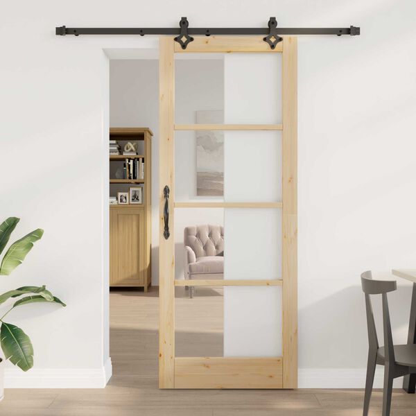 vidaXL Sliding Door ORKDAL Natural and Black 83 x 211 cm