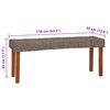 vidaXL Bench 110 cm Natural Kubu Rattan and Solid Mahogany Wood