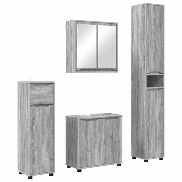 vidaXL Bathroom Furniture Set Manual 4 pcs Grey Sonoma Engineered Wood
