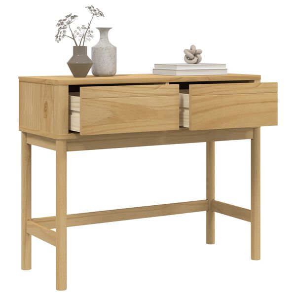 vidaXL Console Table FLORO Wax Brown 89.5x36.5x73 cm Solid Wood Pine
