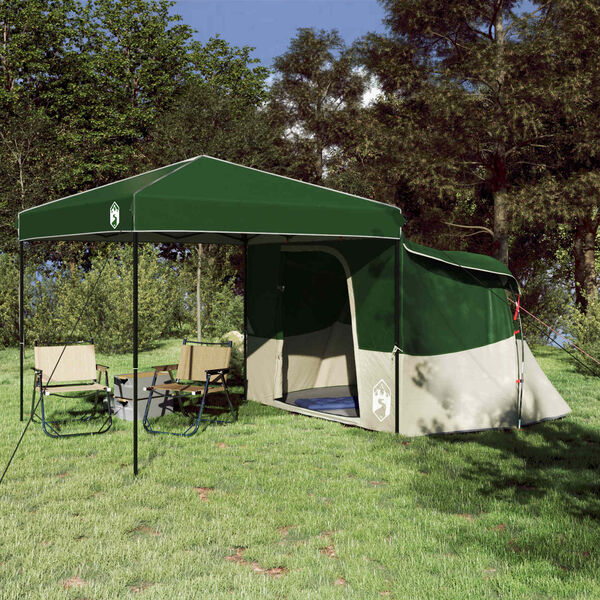 vidaXL Camping Tent Set Folding 2 pcs Green Taffeta and Fabric
