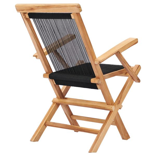vidaXL Folding Garden Chairs 2 pcs Solid Teak Wood and Rope