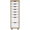 vidaXL Rolling Cabinet with Drawers MOSS Honey Brown Solid Wood Pine