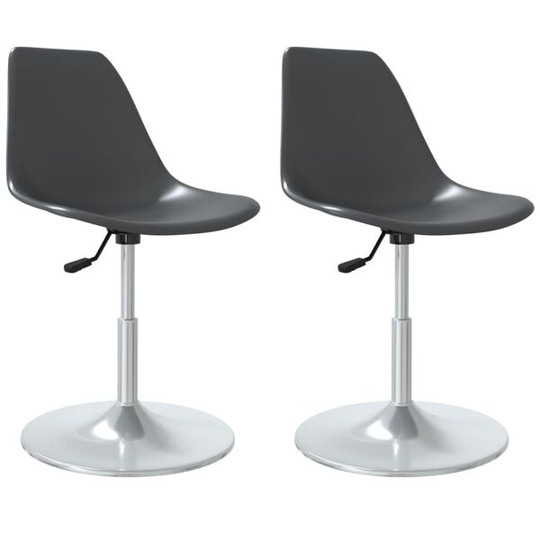 vidaXL Swivel Dining Chairs 2 pcs Grey PP