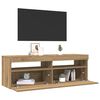 vidaXL TV Cabinet with LED Lights Artisan Oak 120x35x40 cm Engineered Wood