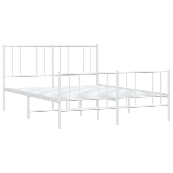 vidaXL Metal Bed Frame without Mattress with Footboard White 120x190cm
