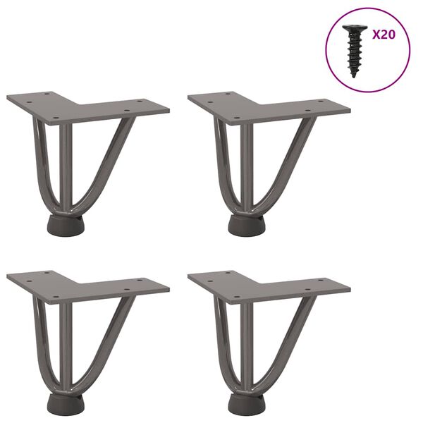 vidaXL Hairpin Legs for Coffee Table 4 pcs Natural Steel 10 cm Solid Steel