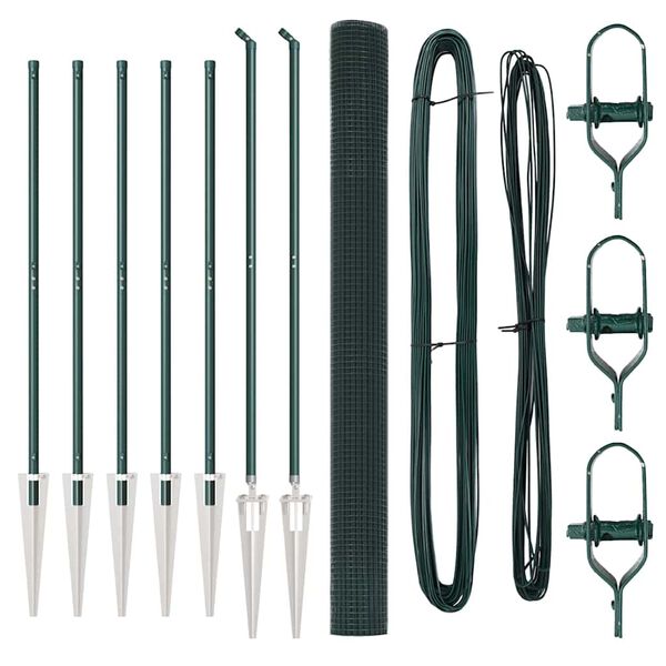 vidaXL Fence with Posts Green 1.5 x 10 m Steel