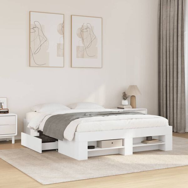 vidaXL Bed Frame without Mattress White 120x190 cm Small Double Engineered Wood