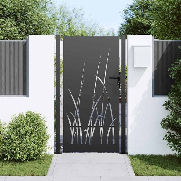 vidaXL Garden Gate with Lock Black 85 x 180 cm Powder-coated steel