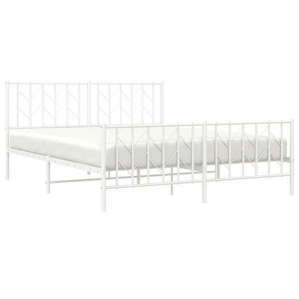 vidaXL Metal Bed Frame without Mattress with Footboard White 160x200cm