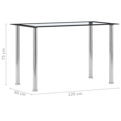 vidaXL Dining Table Black and Transparent 120x60x75 cm Tempered Glass