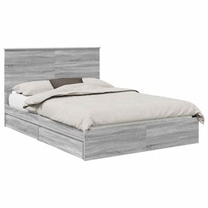 vidaXL Storage Bed Grey Sonoma 140 x 200 cm Engineered Wood