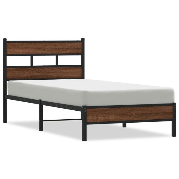 vidaXL Bed Frame without Mattress Brown Oak 75x190 cm Small Single Engineered Wood