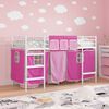vidaXL Kids'Loft Bed Frame with Curtains White and Pink 100 x 190 cm