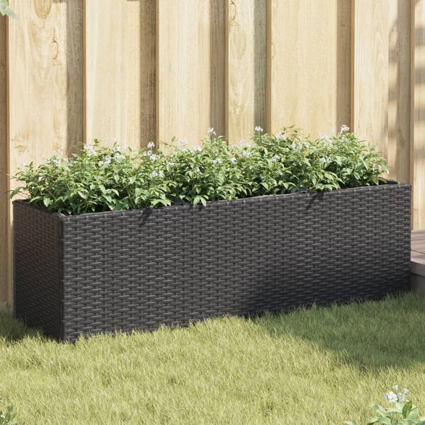 vidaXL Garden Planters with 3 Pots 2 pcs Black 105x30x32 cm Poly Rattan