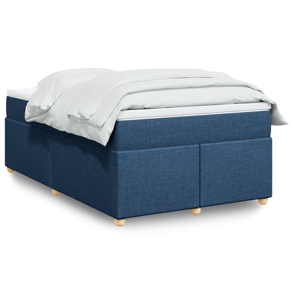 vidaXL Box Spring Bed with Mattress Blue 120x200 cm Fabric