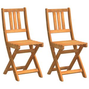 vidaXL Garden Chair Folding 2 pcs Oil Natural 40 x 42 x 85 cm