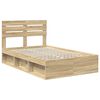 vidaXL Bed Frame with Headboard Sonoma 120 x 190 cm Solid Pine Wood