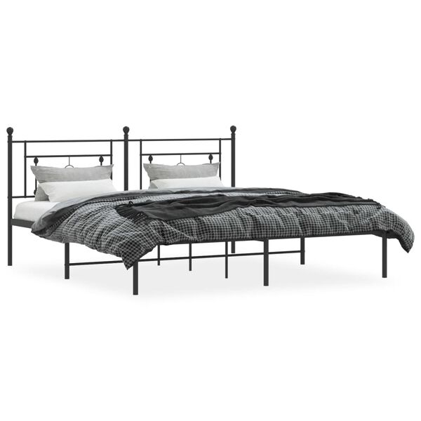 vidaXL Metal Bed Frame without Mattress with Headboard Black 183x213cm