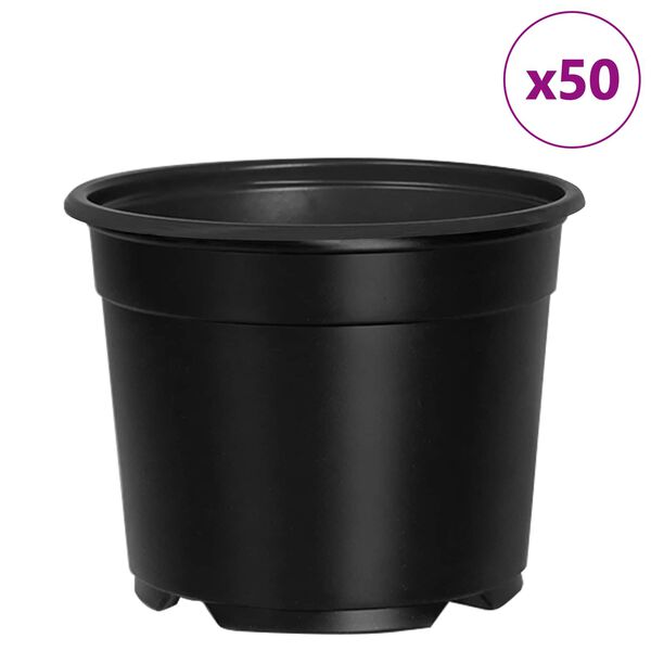 vidaXL Flower Pot 50 pcs Black &Oslash; 10 x 8 cm Plastic