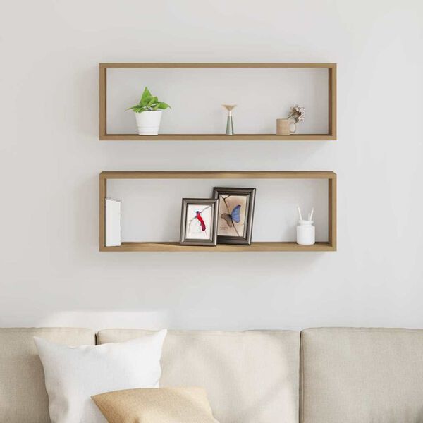 vidaXL Wall Shelf 2 pcs Artisan oak 80 x 15 x 26 cm Engineered wood