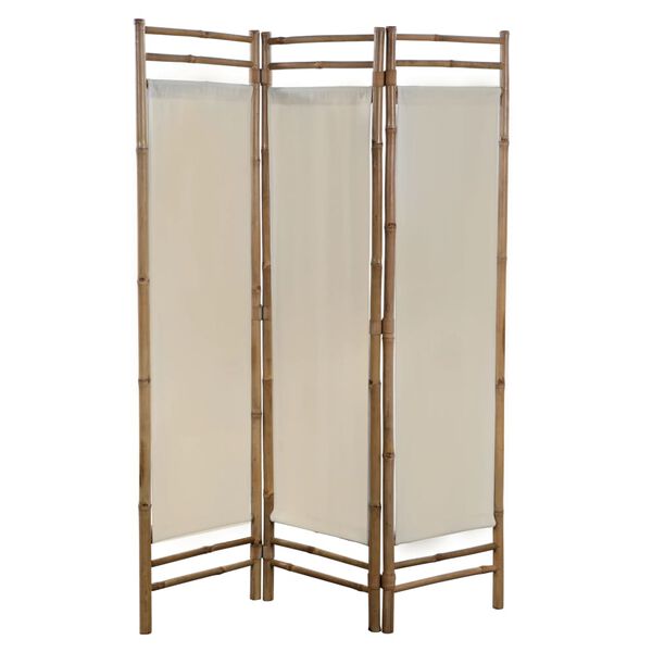 vidaXL Folding 3-Panel Room Divider Bamboo and Canvas 120 cm